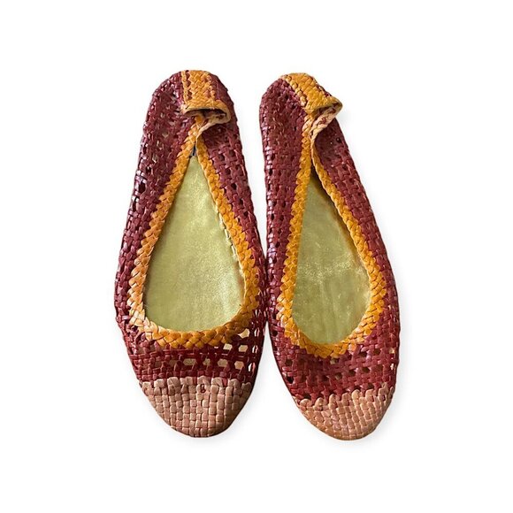 Prada Round Toe Multicolor Woven Leather ballerinas Flats, Size 38.5 EU - Picture 2 of 12